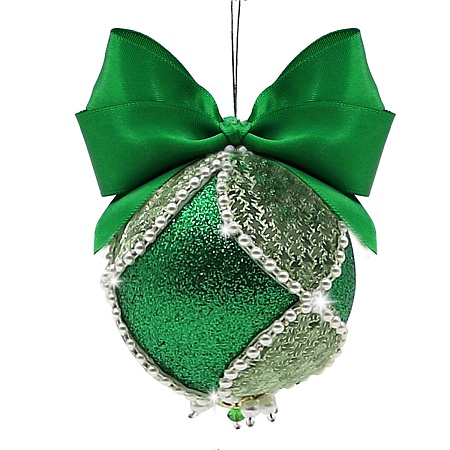 Новогодний шар из фоамирана зелено-серебрянный