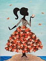 Мозаика из пайеток на холсте &amp;quot;Девочка с бабочками&amp;quot;
