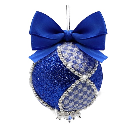 Новогодний шар из фоамирана сине-серебренный